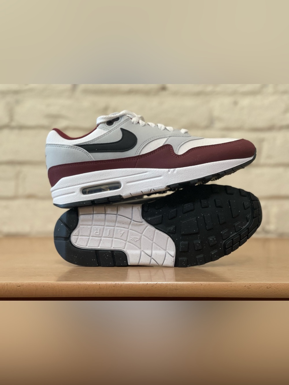 Nike Air Max 1 White Black Dark Team Red Gym Running Shoes FD9082-106 Men Size 8